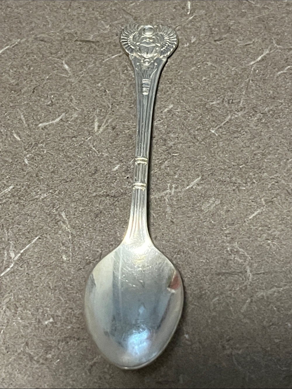 Oneida Silver Serving Spoon with Ornate Floral Handle 4 3/4”